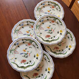 6 sofa plates - Gien earthenware motif Birds of Paradise