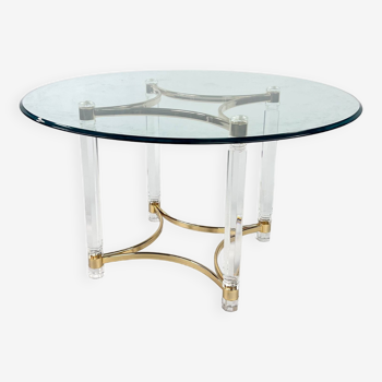 Vintage Brass and Glass Dining Table by Alessandro Albrizzi, 1970s