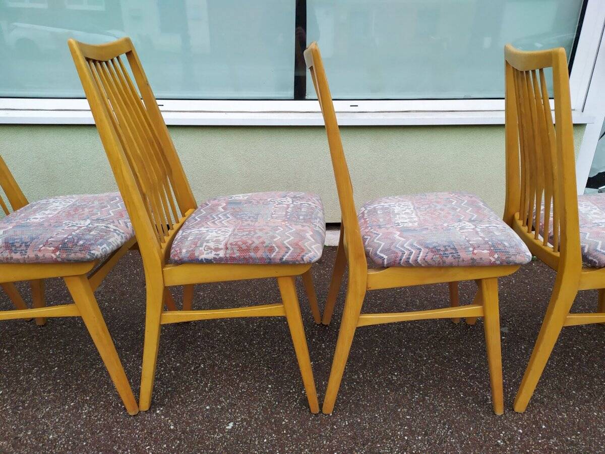 Lot de 8 chaises scandinave bois et tissu