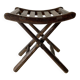 Folding slatted wooden stool