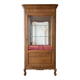 Vintage wooden display cabinet with glass shelves.