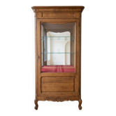Vitrine vintage en bois avec étagères en verre