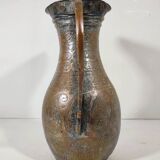 Vase Cruche Hammam Persan en Cuivre Argenté / 19ème Empire Perse / Ciselé Qajar