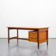 50s desk, teak, curved top, restored