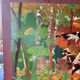 Tableau Peinture Bois Sculpté Scène Chasse Courre Chien Signé 130x70