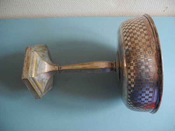 Ancienne coupe centre table métal argenté art déco french silver metal cup