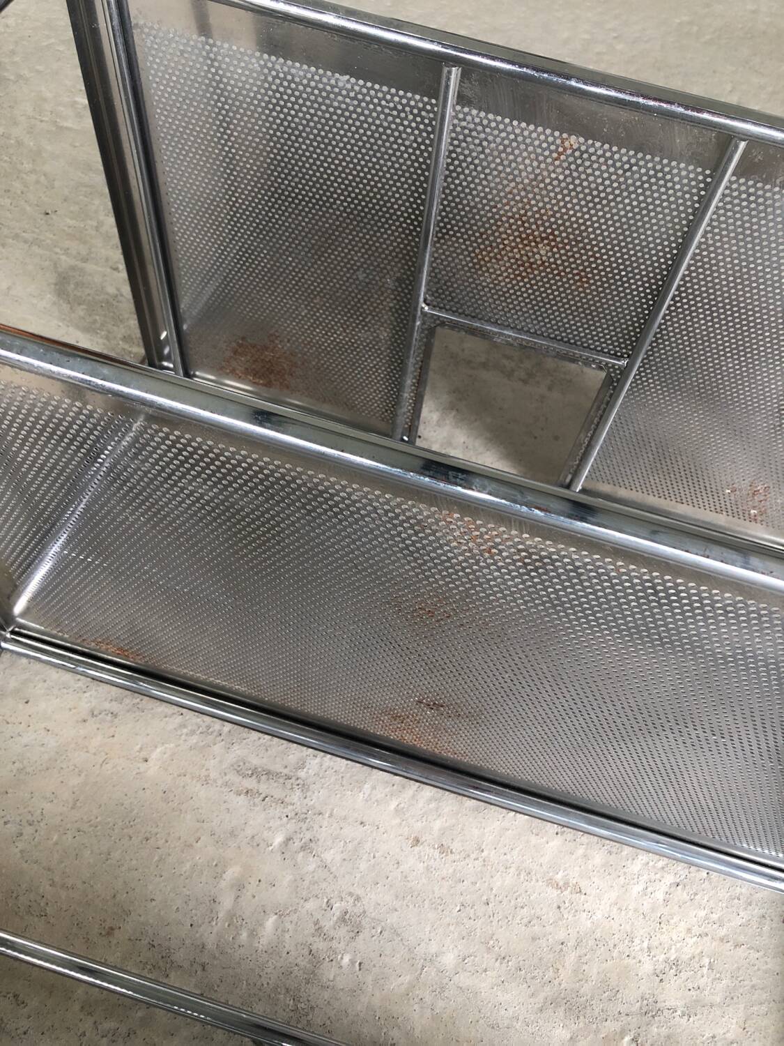 Industrial-style bathroom trolley on casters