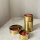 Vintage Red Enamelled Bronze Set, Ashtray, Candle Holder & Lidded Jar, 50s