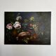 Painting, still life roses, grapes and game