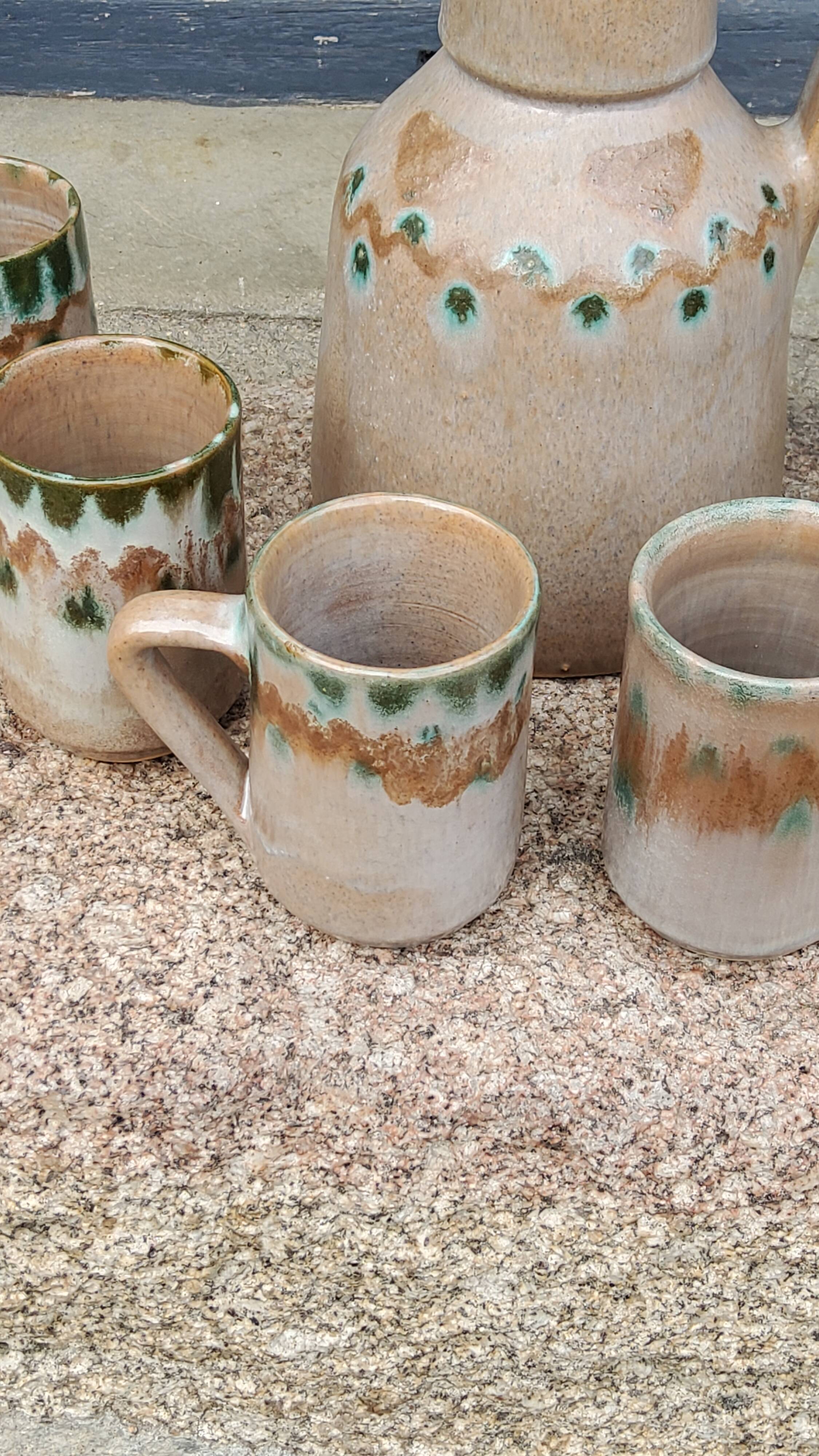 Orangeade service from the 70s in glazed terracotta
