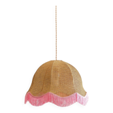 Vintage pink fringe and wicker suspension