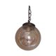 Vintage globe suspension in amber glass, chiseled floral decoration - 80s