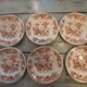 6 Flat plates old earthenware LONGWY FIMES brown decoration of flowers and butterflies
