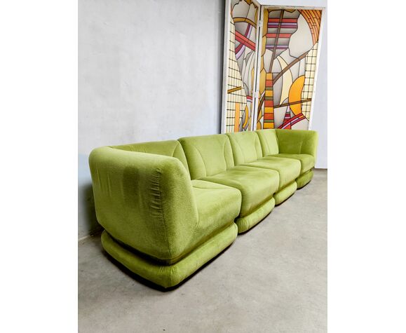 Canapé modulaire en velours du milieu du siècle Musterring 'Green spirit' |  Selency