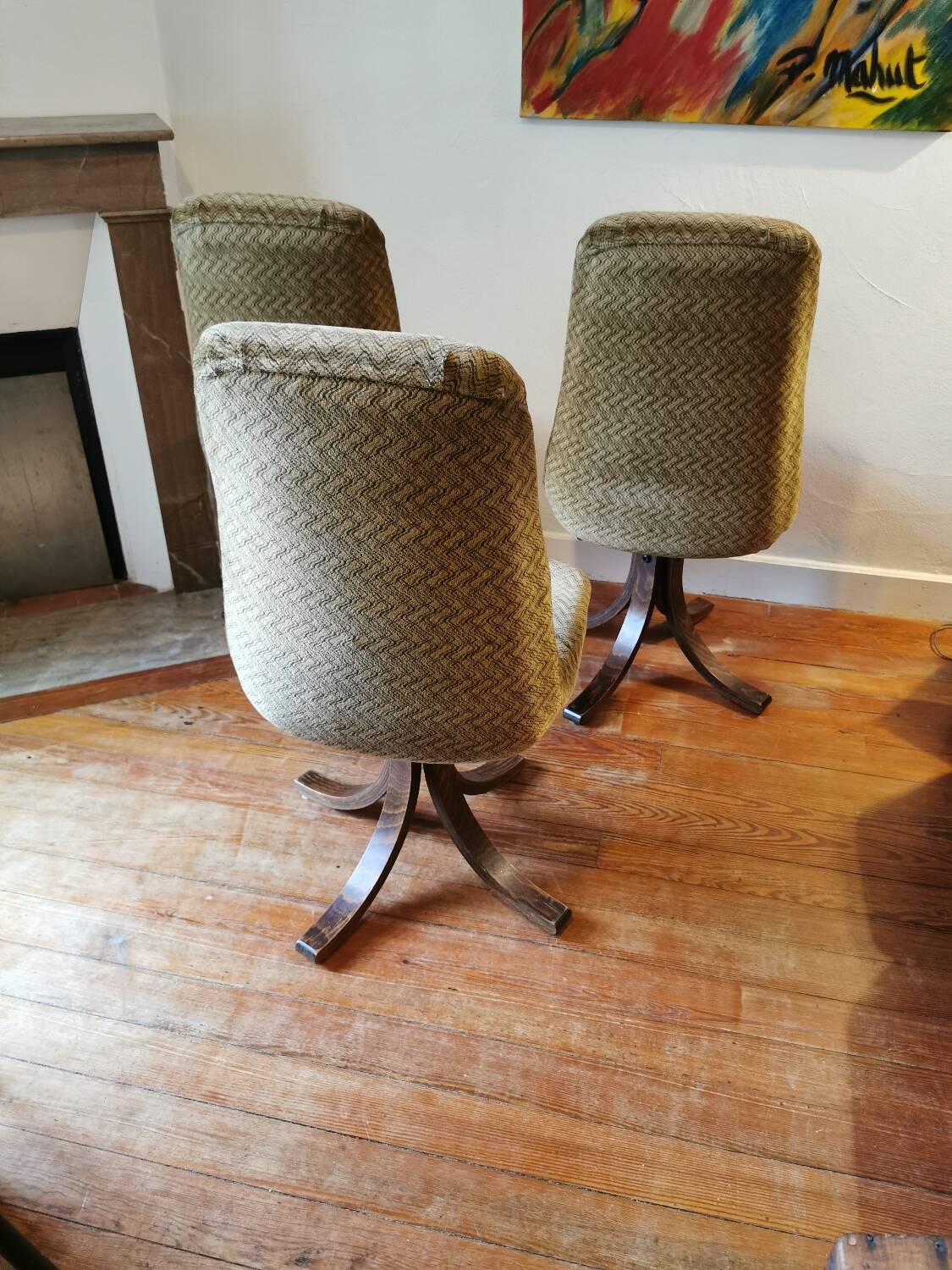3 vintage swivel chairs