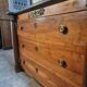 Antique commode, walnut and oak, marble top, 3 drawers, France circa 1820–1850.