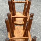 Set of 3 vintage pine stools from the 60s