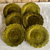 6 old Sarreguemines slip plates