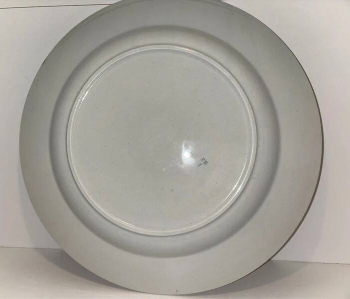 Antique deep earthenware dish FB Badonviller