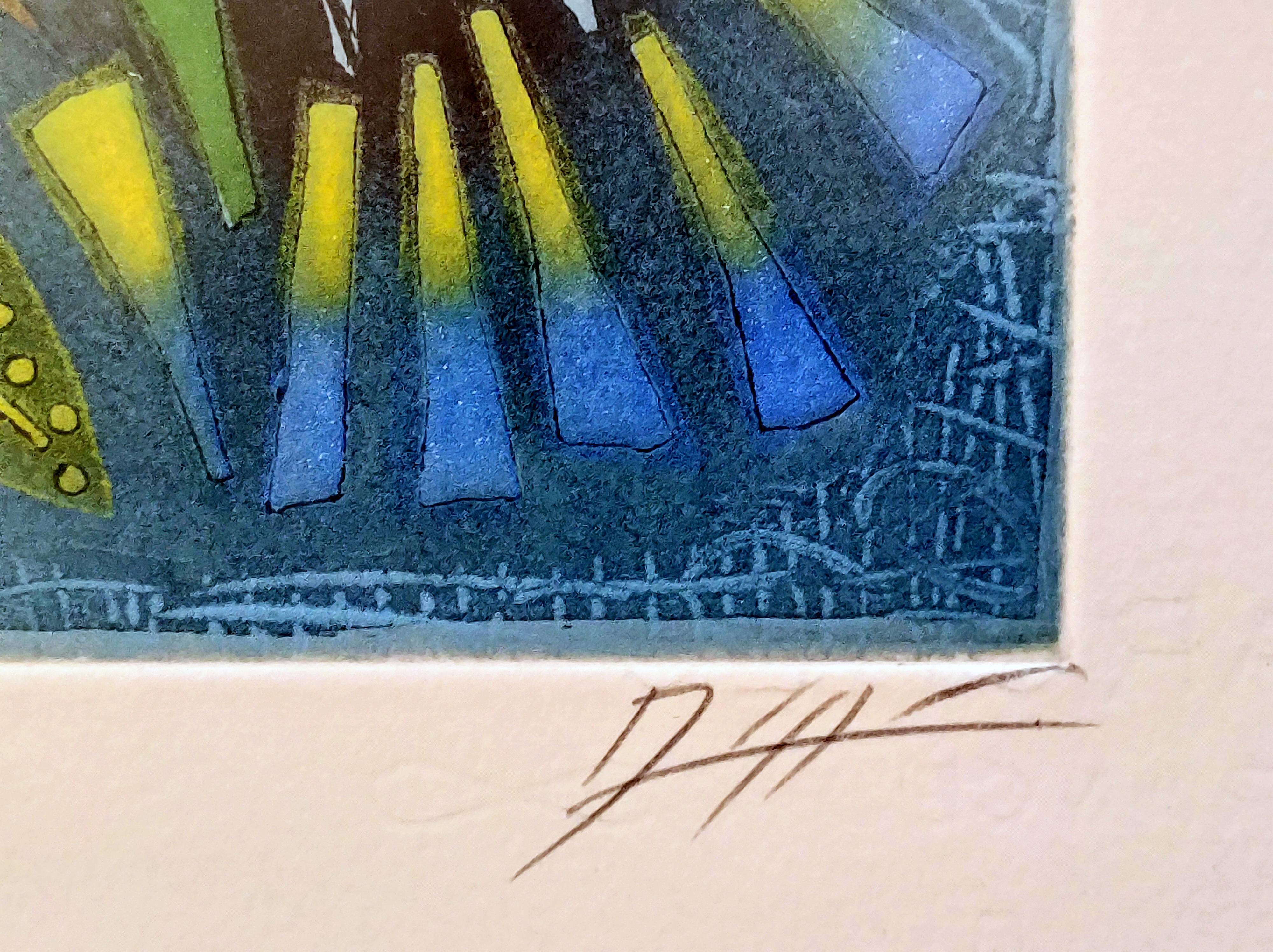 Tableau georges dussau (1947) - gravure 6/99 sur papier gaufré, «vibration»