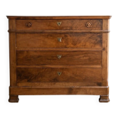 Set of antique brown wooden chests of drawers.