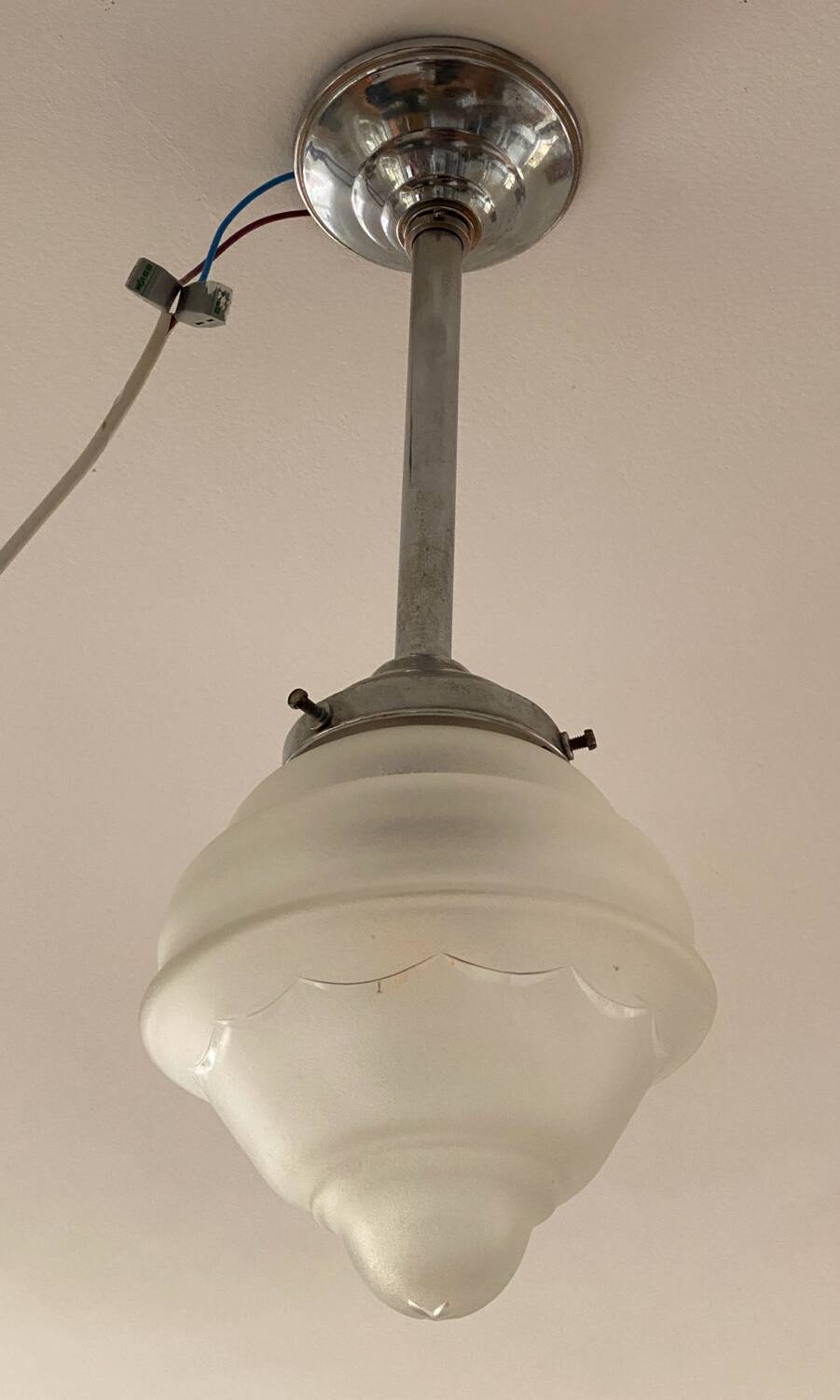 Art Deco pendant light, frosted glass globe, very good condition