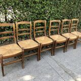 Six rustic mulched chairs