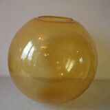 Old large lampshade globe ball sphere amber glass bubbles chandelier lighting fixture