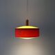 Red fabric ceiling light with textured plexiglass shade by Temde, 1960s, Germany.