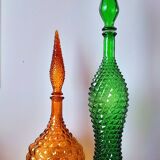 Italian glass bottles Empoli 1970