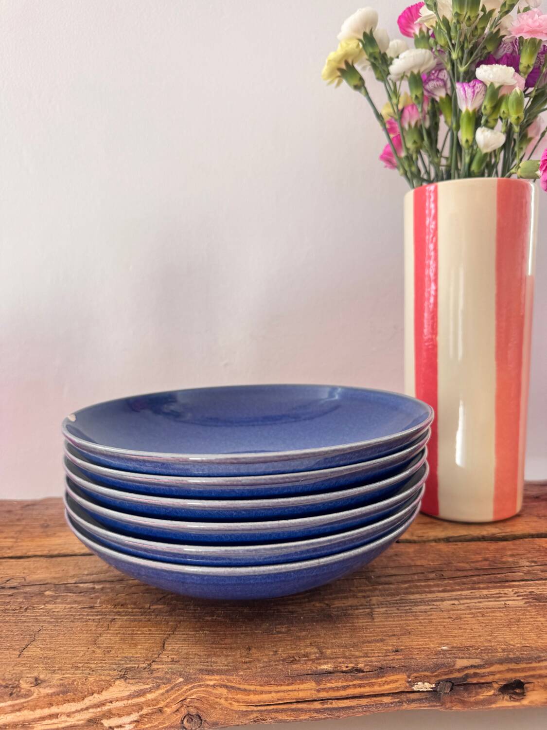 Lot de 6 assiettes creuses bleues