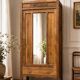 Art Deco bonnetière wardrobe from Paris in raw and solid oak.