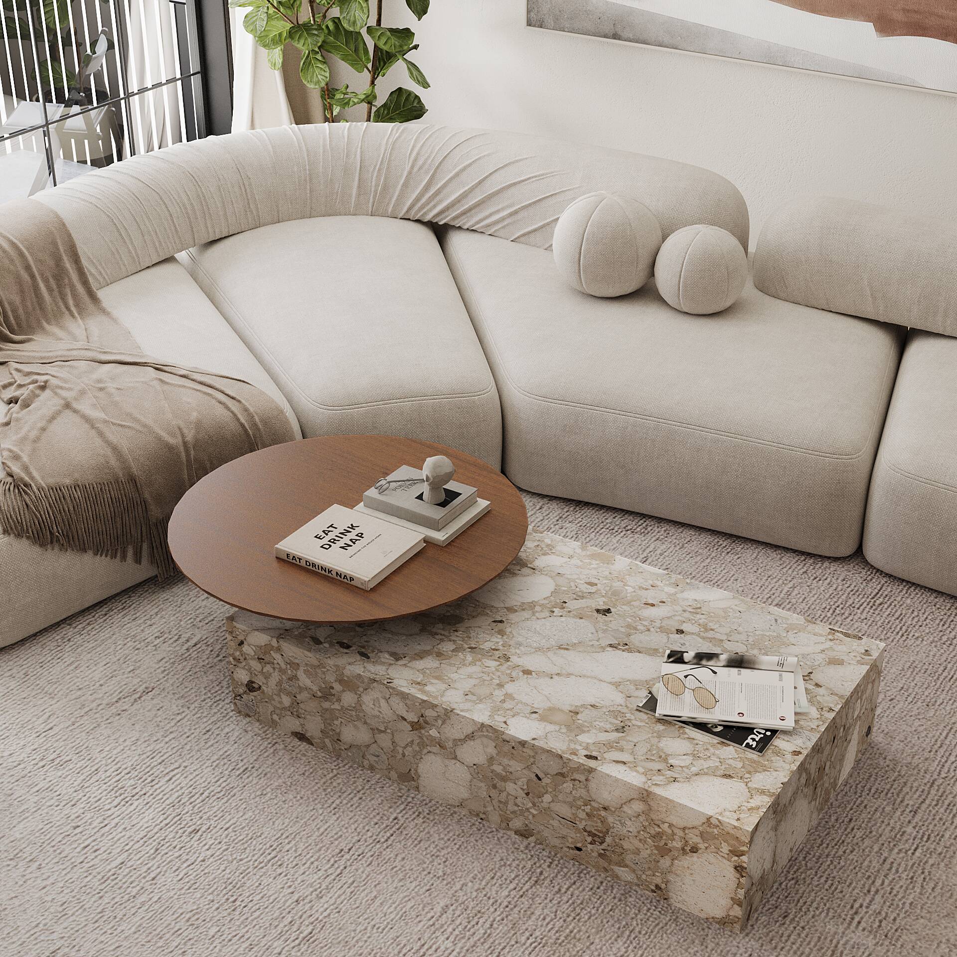 Odense - Marble Coffee Table - Beige Breccia