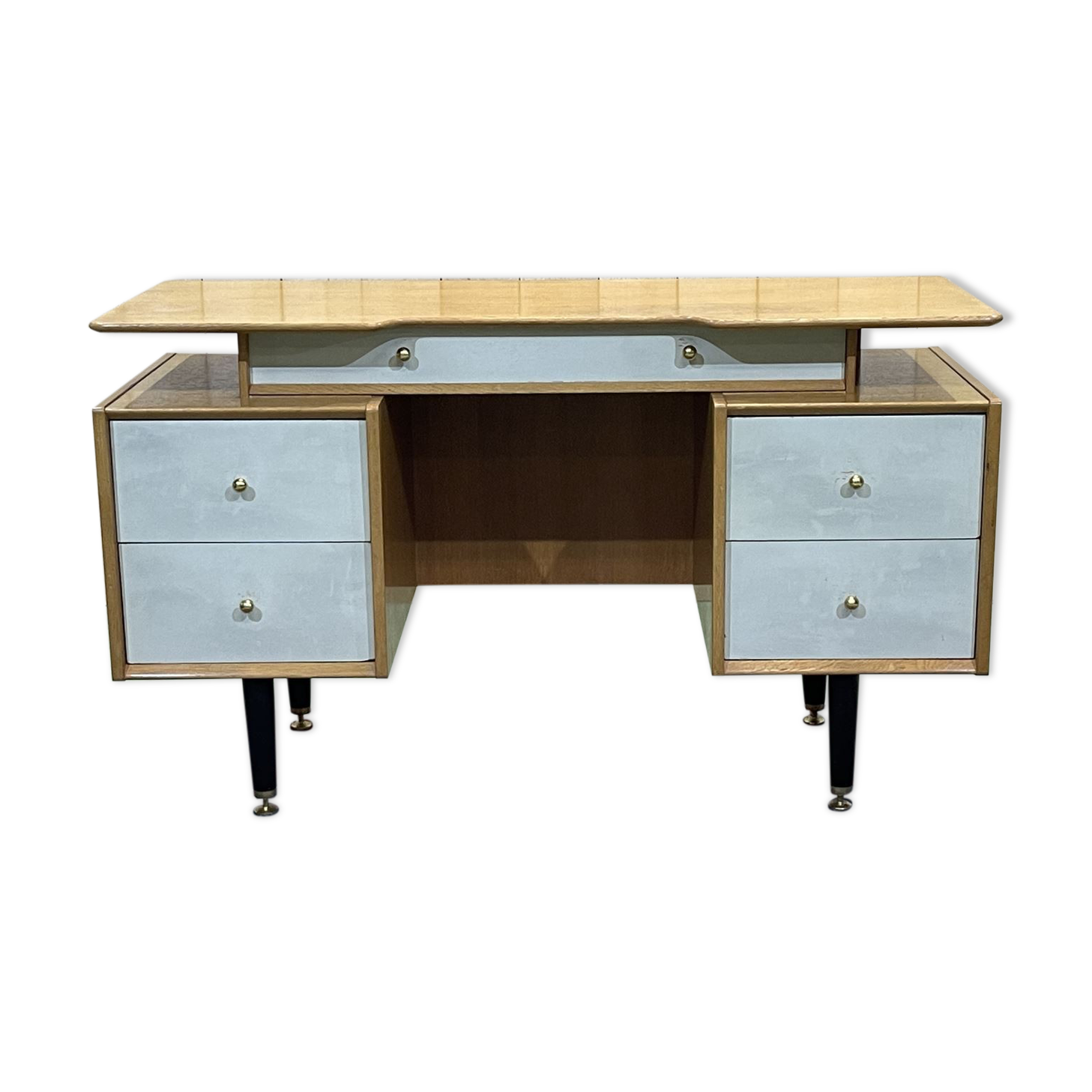 English office of the 70s in blond oak