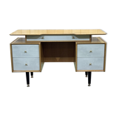 English office of the 70s in blond oak