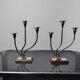 Pair of art deco candle holder in stainless steel 3 flames, Spain, 1970