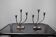 Pair of art deco candle holder in stainless steel 3 flames, Spain, 1970