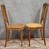 Paire de chaises anciennes en acajou avec cannage – Style Louis XVI