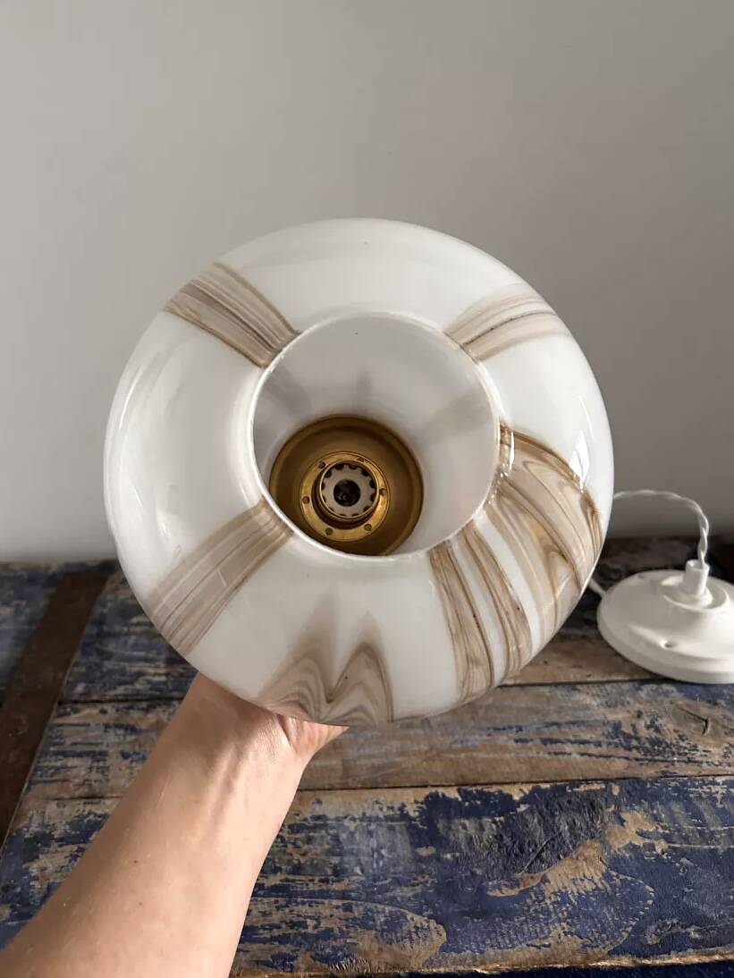 Vintage marbled opaline pendant light