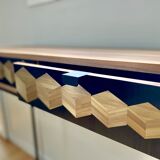 Cubes console straw marquetry