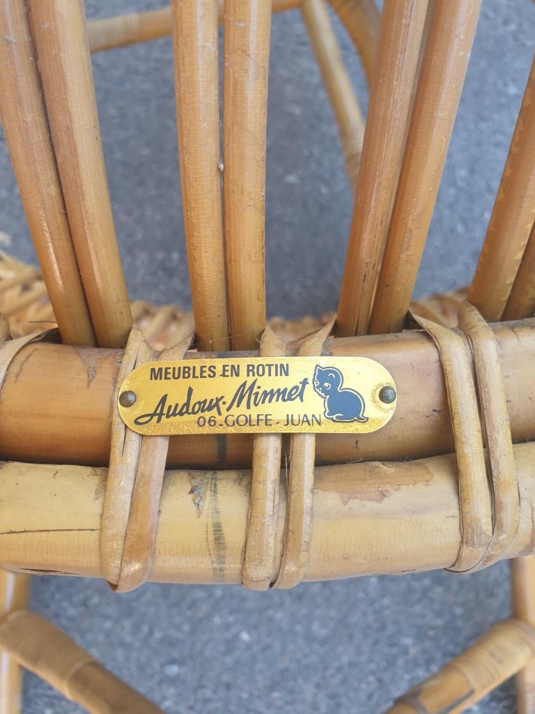 Pair of Audoux & Minnet wicker armchairs