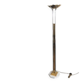 Floor lamp in chrome, brass and marble