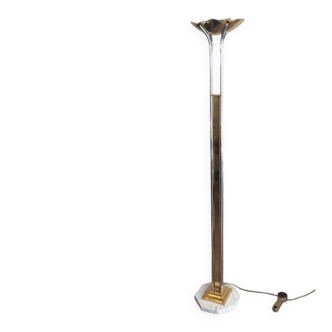 Floor lamp in chrome, brass and marble