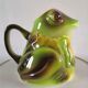 Ceramic frog pitcher in slurry signed Saint Clément design 70s