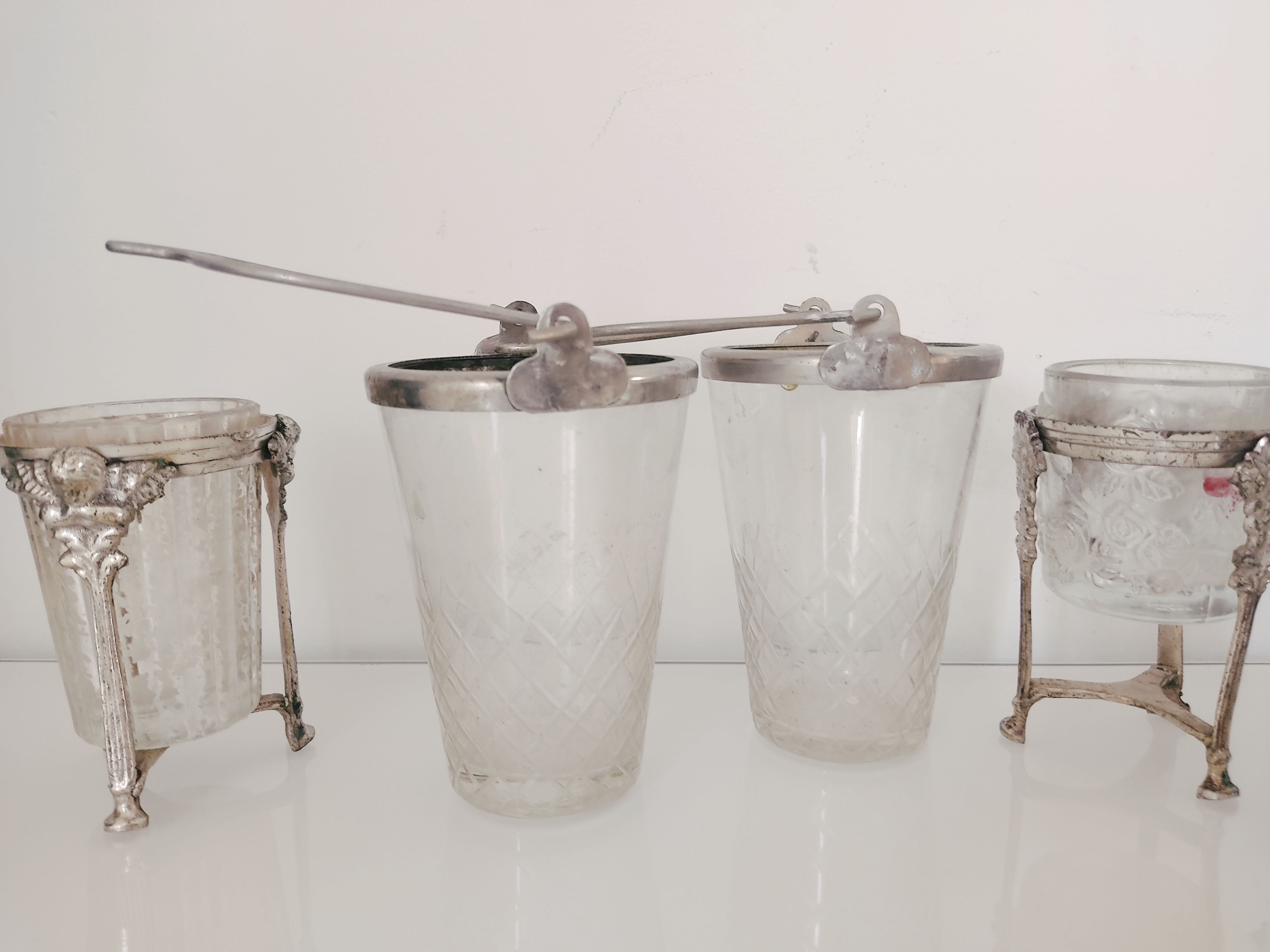 Ensemble de 8 photophores verre et métal