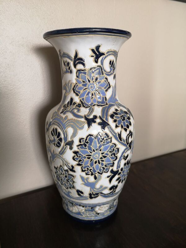 Vase balustre en céramique émaillée fin 19ème siècle