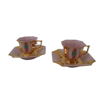 Paire de tasses avec soucoupes du milieu du siècle par Haas &Czjzek vers les années 1960.