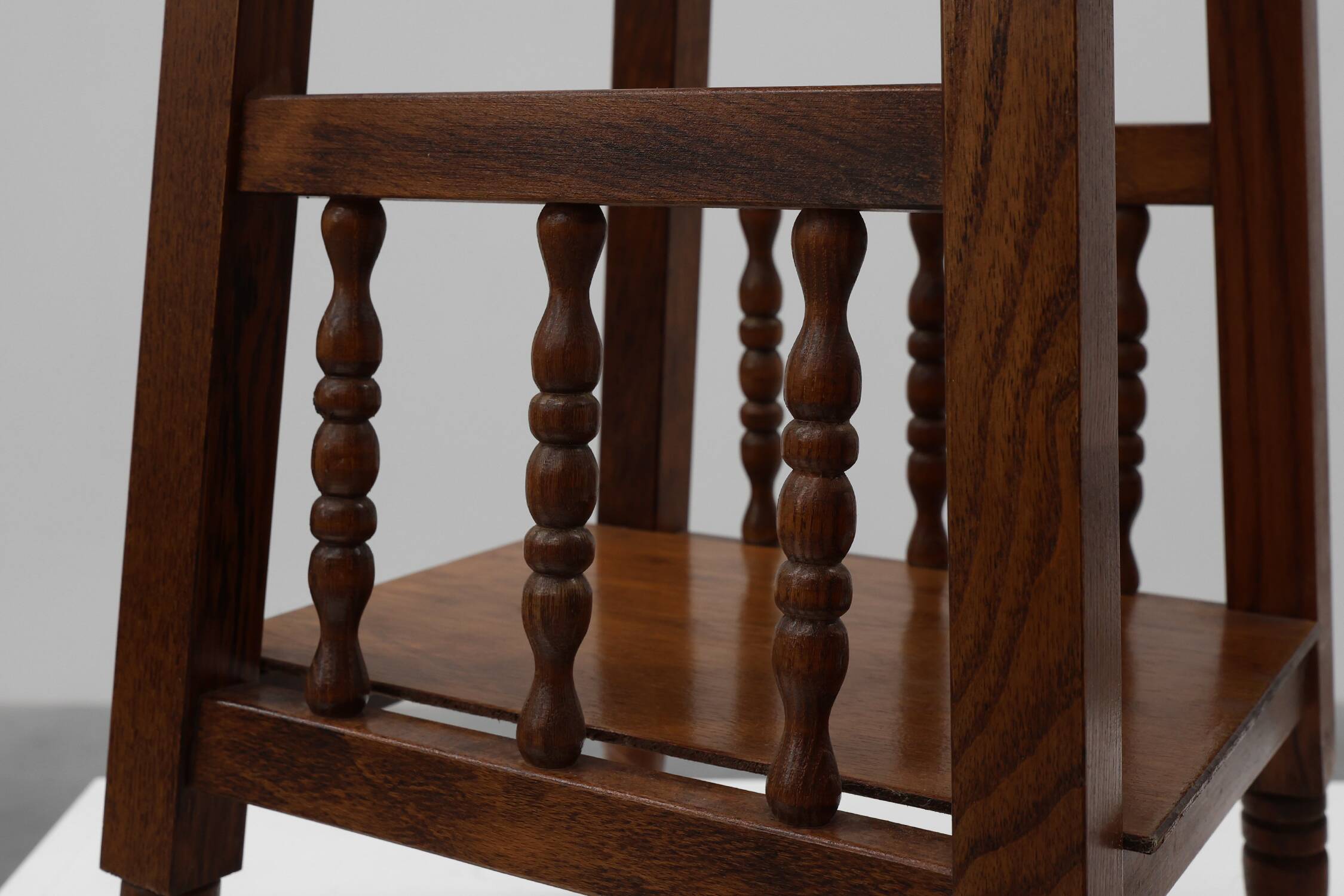Pair of 20th century rustic wooden side tables with ceramic tile top
