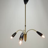 Italian 3 Armed Chandelier with Brass, 1960s