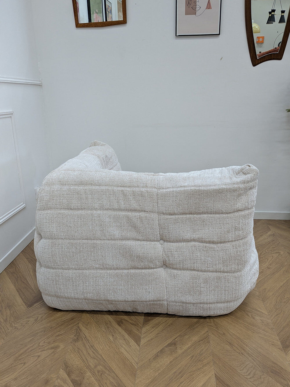 Togo angle en velours crème